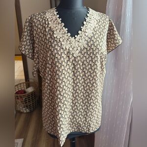 Elegant Cream and Black Women's Top